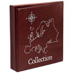 Альбом для монет OfficeSpace "Карта" формат Optima, 230*270, на кольцах, бордовый, 10л., иск. кожа