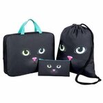 Школьный набор BRAUBERG: папка А4, мешок для обуви 42х33 см, пенал-косметичка 20х10 см, "Black cat", 271434