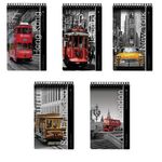 Блокнот А5, 40 л., гребень, ламинированный картон, клетка, Альт, "Города", (5 видов), 3-40-463