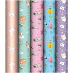 Упаковочная бумага глянц. 70*100см, MESHU "Милые зверята", 80г/м2, ассорти 5 дизайнов