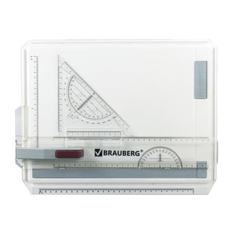 Доска чертежная А4, 370х295 мм, с рейсшиной и треугольником, BRAUBERG, 210535
