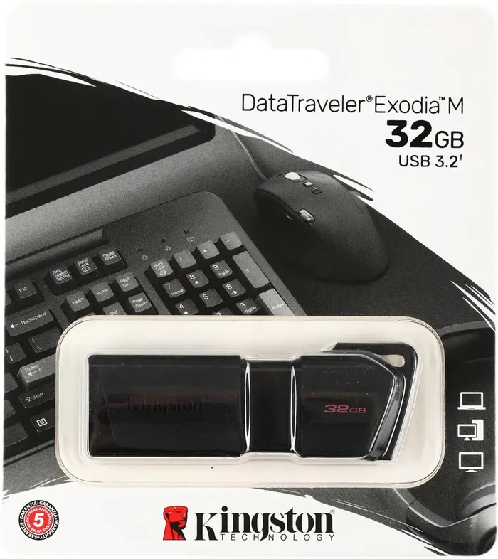 Флеш-диск 32GB KINGSTON DataTraveler Exodia M, разъем USB 3.2, черный, DTXM/32GB