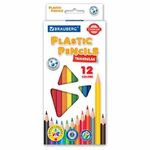 Карандаши цветные BRAUBERG PREMIUM, 12 цветов, пластиковые, трехгранные, грифель мягкий 3 мм, 181661