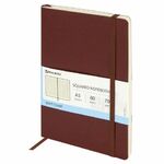 Блокнот А5 (148x218 мм), BRAUBERG "Metropolis Ultra", под кожу, 80 л., резинка, клетка, коричневый, 111023