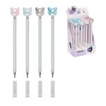 Ручка шариковая MESHU "Crystal Kitten" синяя, 0,7мм, корпус ассорти, с топпером