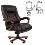 Кресло из натуральной кожи CH 503, нагрузка до 180 кг, дерево, черное