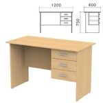 Стол письменный "Канц", 1200х600х750 мм, тумба 3 ящика, цвет бук невский, СК27.10