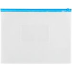 Папка-конверт на zip-молнии OfficeSpace А4, полипропилен, 150мкм, прозрачная, карман, молния синяя