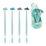 Ручка шариковая MESHU "Shark", синяя, 0,7мм, корпус ассорти, с топпером