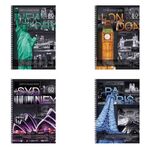 Тетрадь А4, 80 л., HATBER, спираль, клетка, выборочный лак, "CITY COLLECTION" ("ГОРОДА") (4 вида), 80Т4вмB1сп, T51177