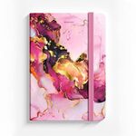 Блокнот с резинкой в клетку 96 л., А5 (145х203 мм), твердая обложка с фольгой, BRAUBERG, "Мрамор", 113731