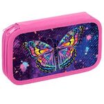Пенал ЮНЛАНДИЯ, 2 отделения, ламинированный картон, 19х11 см, "Colorful butterfly", 270886