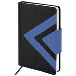 Ежедневник недатированный А5 138x213 мм BRAUBERG "Waves" под кожу, застежка, 160 л., черный/синий, 114453