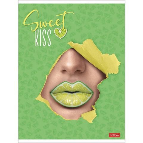 Тетрадь А5, 48 л., HATBER, скоба, клетка, матовая ламинация, 3D-лак, "Sweet kiss" (5 видов в спайке), 48Т5лолВ1