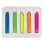 Закладки клейкие BRAUBERG НЕОНОВЫЕ пластиковые, 48х10 мм, 5 цветов х 20 листов, в пластиковом диспенсере, 122735