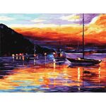 Картина по номерам 40х50 см, ОСТРОВ СОКРОВИЩ "Гавань на закате", на подрамнике, акриловые краски, 3 кисти, 662461.