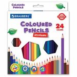 Карандаши цветные BRAUBERG PREMIUM, 24 цвета, шестигранные, грифель мягкий 3,3 мм, 181658