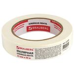 Клейкая лента малярная креппированная 25 мм х 50 м (реальная длина!), профессиональная, BRAUBERG, 228086