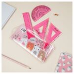 Набор чертежный "Beary beary" MESHU (треуг. 2шт., линейка 15см, транспортир), прозр, ПВХ чехол