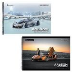 Альбом для рисования А4 32 л., гребень, выборочный лак, BRAUBERG, 195х285 мм, "Суперкар" (2 вида), 106699