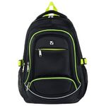 Рюкзак BRAUBERG HIGH SCHOOL универсальный, 3 отделения, "Акцент", черный/салатовый, 46х31х18 см, 270761