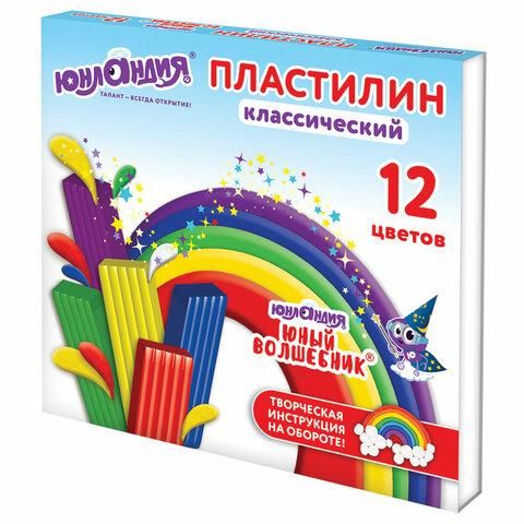 Пластилин классический ЮНЛАНДИЯ "ЮНЫЙ ВОЛШЕБНИК", 12 цветов, 240 г, со стеком, 106506