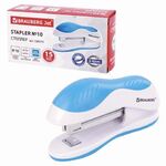 Степлер №10 BRAUBERG "JET", до 15 листов, эргономичный, бело-голубой, 228579