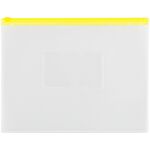 Папка-конверт на zip-молнии OfficeSpace А4, полипропилен, 150мкм, прозрачная, карман, молния желтая