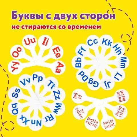 Веер-касса "Английские гласные и согласные" ЮНЛАНДИЯ, НАБОР 2 штуки, европодвес, 270561