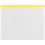 Папка-конверт на zip-молнии OfficeSpace А5, полипропилен, 150мкм, прозрачная, карман, молния желтая