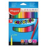 Карандаши цветные MAPED (Франция) "ColorPeps Star", 18 цветов, трехгранные, заточенные, европодвес, 183218