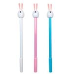 Ручка с топпером шариковая ЮНЛАНДИЯ "Ушастый зайка", корпус ассорти, СИНЯЯ, пишущий узел 0,7 мм, 143782