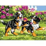 Картина по номерам 15х20 см, ЮНЛАНДИЯ "Щенки на прогулке", на холсте, акрил, кисти, 662501