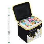 Набор двусторонних маркеров для скетчинга MESHU 80цв., основные цвета, корпус трехгранный, пулевид./клиновид.наконечники, текстильный чехол на молнии