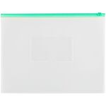 Папка-конверт на zip-молнии OfficeSpace А4, полипропилен, 150мкм, прозрачная, карман, молния зеленая