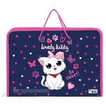 Папка для труда на молнии с ручками ПИФАГОР А4, 1 отделение, пластик, органайзер, "Positive kitty", 271472