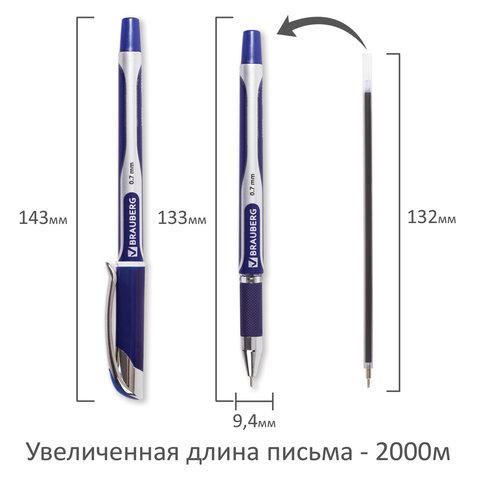 Ручка шариковая масляная с грипом BRAUBERG "Delta Plus", СИНЯЯ, печать, узел 0,7 мм, линия письма 0,35 мм, 142689