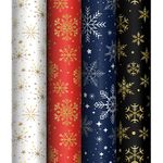 Упаковочная бумага глянц. 70*100см, MESHU "Снежинки", 80г/м2, ассорти 4 дизайна
