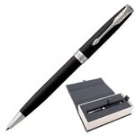 Ручка шариковая PARKER "Sonnet Core Matt Black CT", черный матовый лак, палладий, черная, 1931524