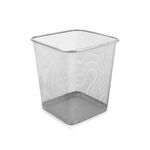 Корзина для бумаг квадратная 17 литров, BRAUBERG "Germanium", металл, серебро, 237976