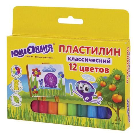 Пластилин классический ЮНЛАНДИЯ "ЮНЛАНДИК-ЖИВОПИСЕЦ", 12 цветов, 240 г, ВЫСШЕЕ КАЧЕСТВО, 105029