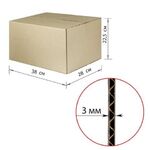 Гофроящик, длина 380 х ширина 280 х высота 225 мм, марка Т22, профиль В, FEFCO 0201 / ГОСТ, исполнение А, 440055