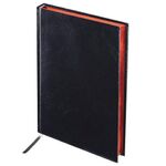 Ежедневник недатированный А5 138х213 мм BRAUBERG FLAME под кожу, 160 л., черный, красный срез, 123844