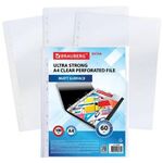 Папки-файлы перфорированные А4 BRAUBERG "МАТОВЫЕ EXTRA 600", КОМПЛЕКТ 100 шт., ПЛОТНЫЕ, 60 мкм, 229664