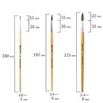 Кисти BRAUBERG, набор 3 шт. (пони, круглые № 2, 4, 7), блистер, 200220