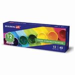 Гуашь художественная BRAUBERG ART CLASSIC, НАБОР 12 цветов в баночках по 40 мл, 191586