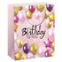 Пакет подарочный 26,5x12,7x33 см ЗОЛОТАЯ СКАЗКА "Happy Birthday", фольга, розовый, 608238