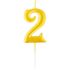 Свеча для торта с держателем MESHU "Цифра 2", 5,2см, золотая
