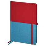 Блокнот А5 (148х218 мм), BRAUBERG "DUO", под кожу с резинкой 80 л., клетка, красный/бирюзовый, 113431