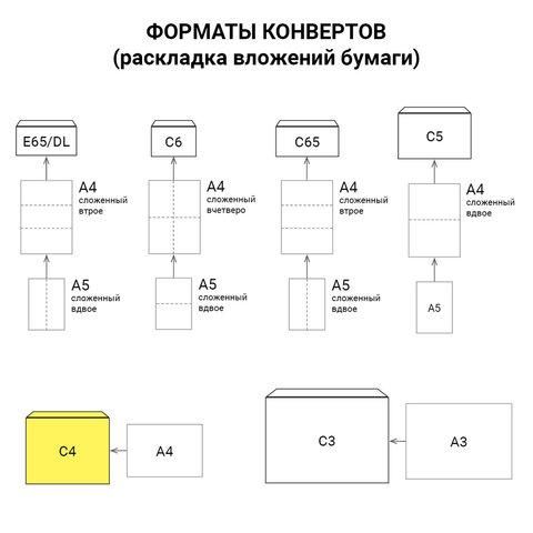 Конверты С4 (229х324 мм), без клея, 100 г/м2, КОМПЛЕКТ 500 шт., треугольный клапан